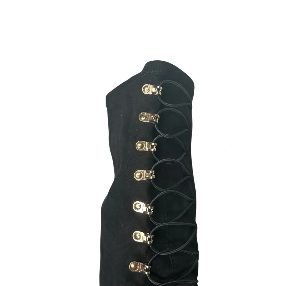 Journee Trill Black Wide Calf Thigh High Heeled Lace Up Boot Women’s Size 8.5